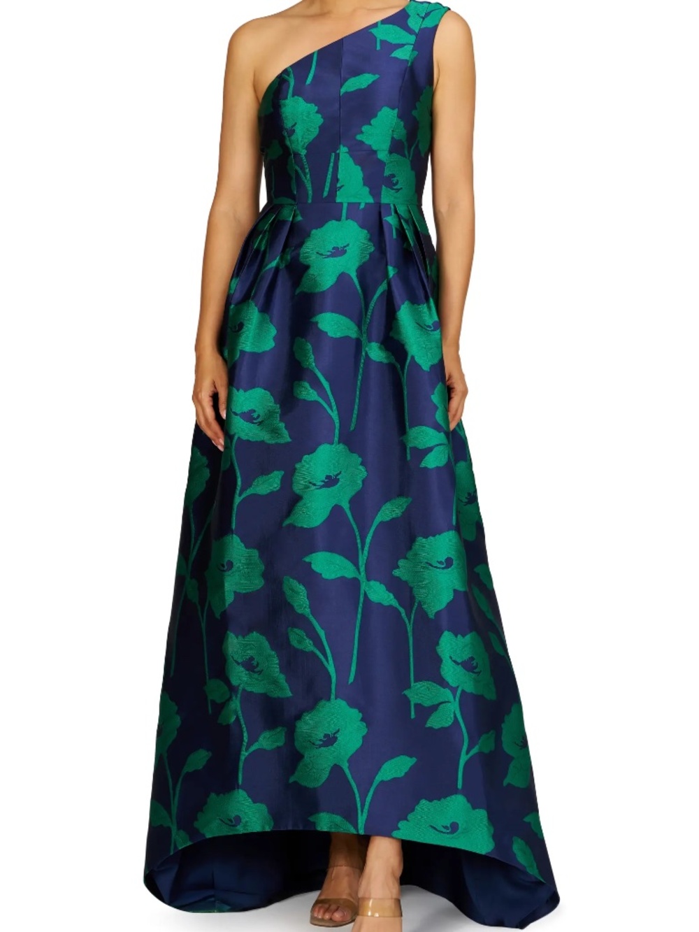 Tiara Floral Print One-Shoulder Gown, size 6
